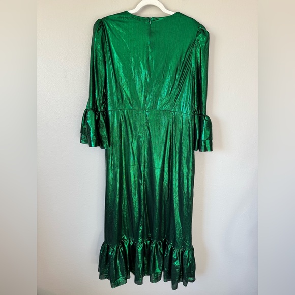 Tuckernuck Emerald Green Crinkle Lurex Lillith Dress - Picture 12 of 13